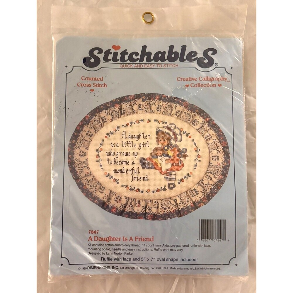 NEW  SEALED 1989 DIMENSIONS 7847 A DAUGHTER IS A FRIEND COUNTED CROSS STITCH KIT